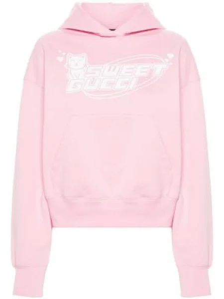 Bluza z kapturem Gucci z nadrukiem różowa