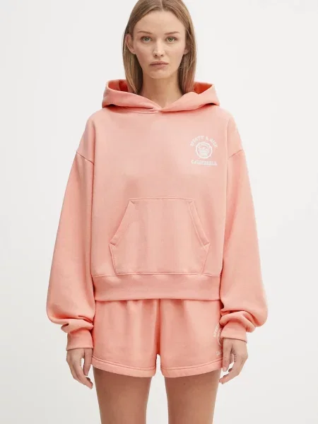 Sporty & Rich bluză California Emblem Soft Cropped cu glugă cu imprimeu roz