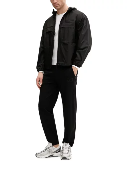 Vjetrovka Ea7 Emporio Armani s kapuljačom s autogramom crna