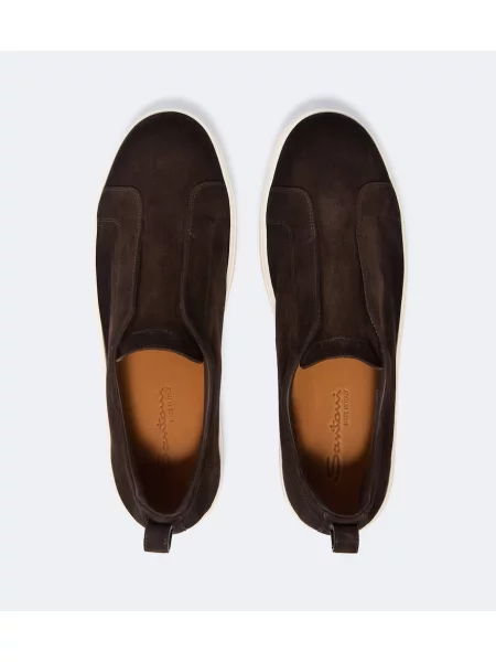 Chiloți Santoni din piele de căprioară slip-on maro