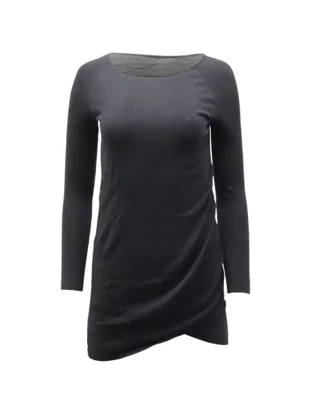 Tricou Theory drapate lung negru