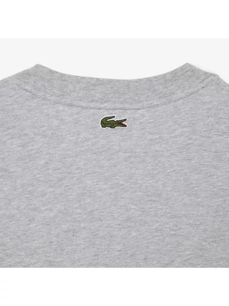 Lacoste Koszulka Z Okrągłym Dekoltem I Luźnym Krojem Z Nadrukiem Krokodyla szara