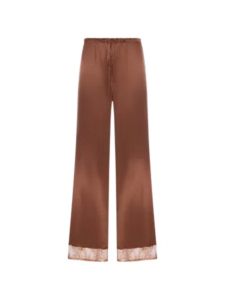 Pantaloni The Nina Studio din dantelă maro