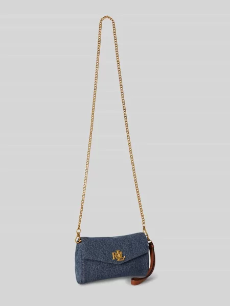 Torba na ramię z czystej bawełny Lauren Ralph Lauren niebieska