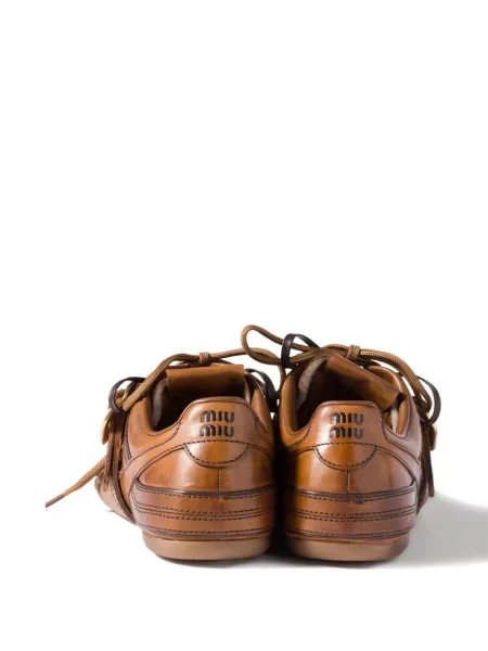 Bőr csatos pántos sneaker Miu Miu barna