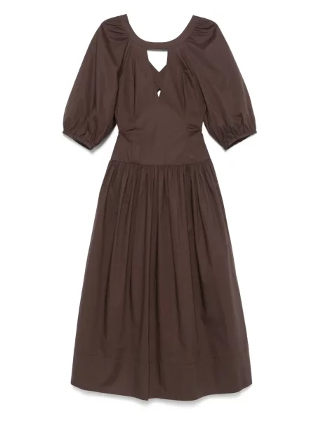 Rochie midi Twinset până la genunchi din poplin de costum maro