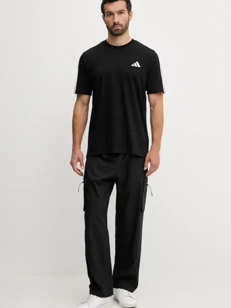 Футболка Adidas в полоску с аппликацией черная
