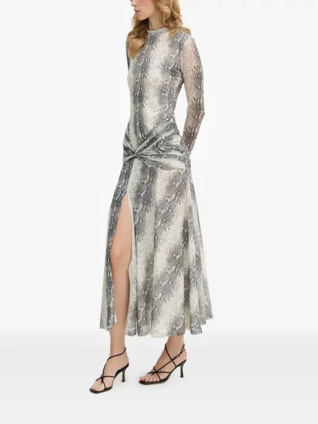 Rochie maxi Bardot cu imagine lungă de costum