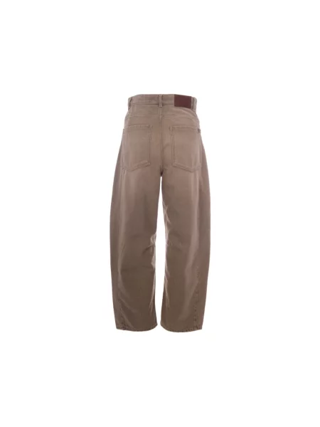 Szerokie jeansy Weekend Max Mara z przetarciami brązowe