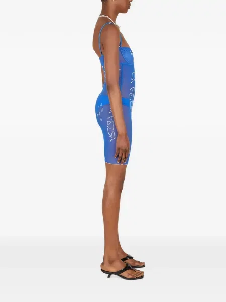 Rochie mini Di Petsa cu imagine plasă albastru