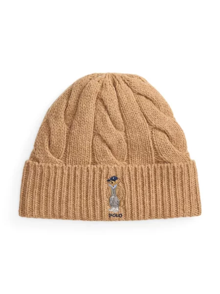 Вълнена шапка Polo Ralph Lauren бежово кафяво