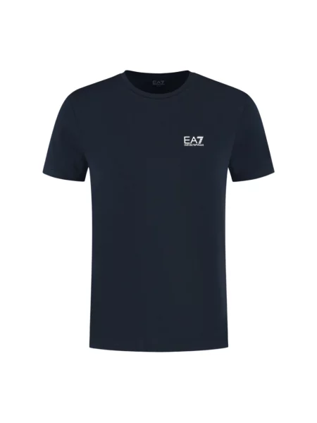 T-shirt z nadrukiem etykiety Ea7 Emporio Armani niebieski