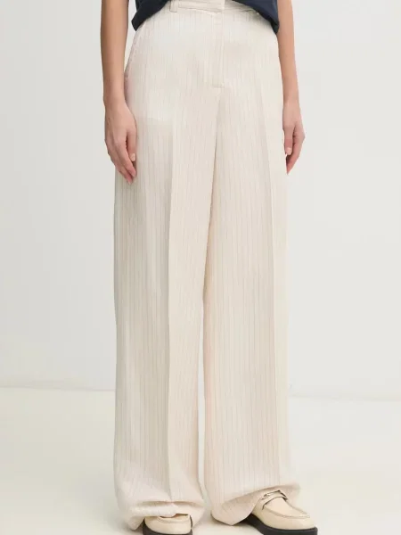 Hlače z mešanico lana Tommy Hilfiger bež