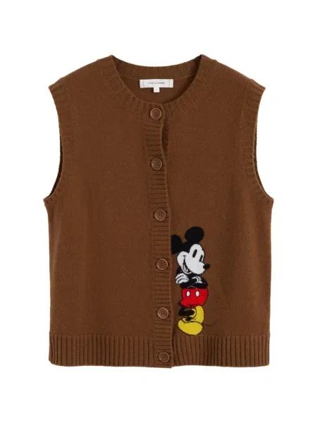 Cardigan Chinti & Parker fără mâneci tricotate maro
