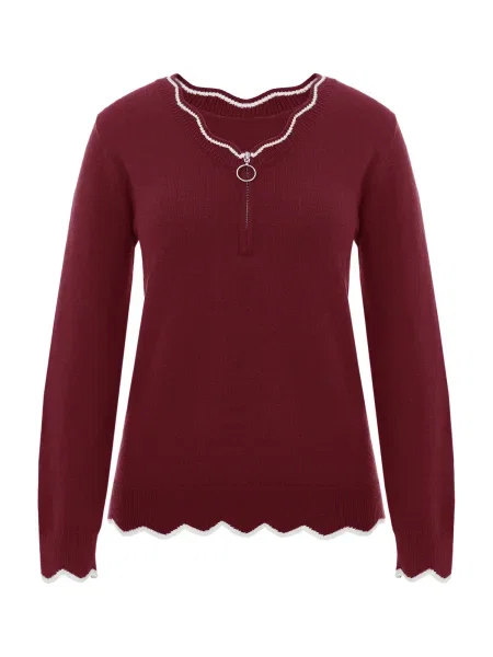 Imily Bela Pulover roșu burgundy alb