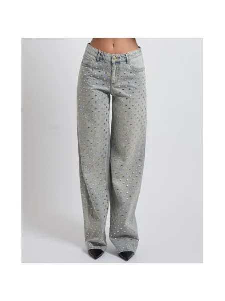 Szerokie jeansy Armani Exchange z ćwiekami niebieskie
