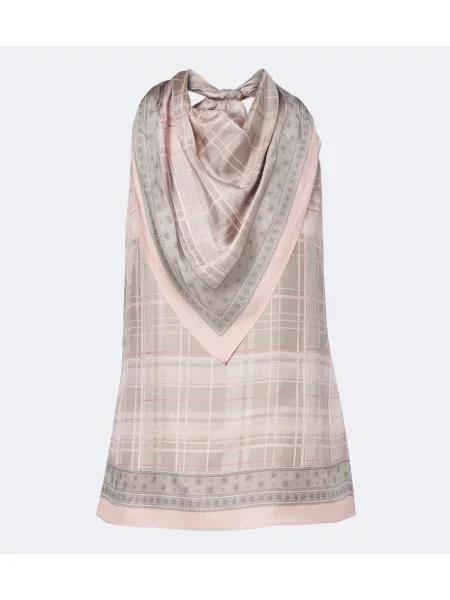 Top Acne Studios de mătase în carouri roz