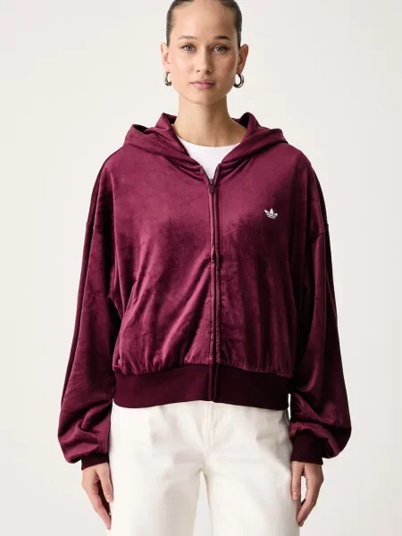 Adidas Originals bluza rozpinana z kapturem welurowa Essentials Velour