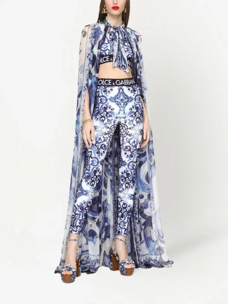 Oříznuté top Dolce & Gabbana s potiskem modrý