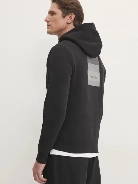 Mikina Calvin Klein s kapucí s potiskem černá
