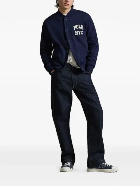 Curea Polo Ralph Lauren cu broderie din fleece cu șireturi albastru