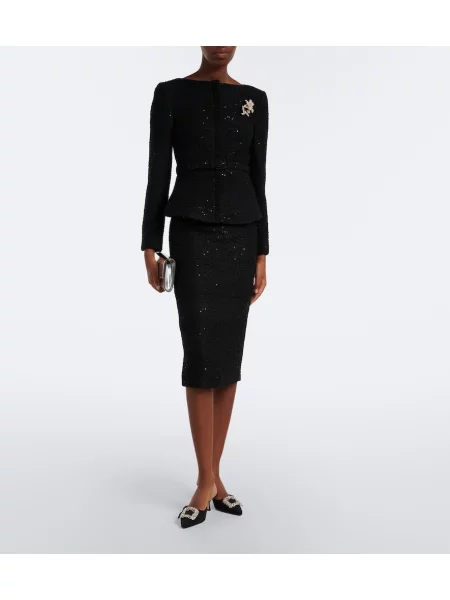 Cu centură bouclé geacă Roland Mouret negru