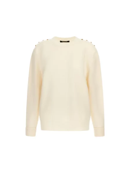 Sweter Roberto Cavalli z okrągłym dekoltem beżowy
