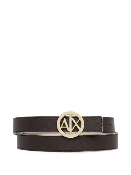 Reversibil curea Armani Exchange cu cataramă cu autograf maro