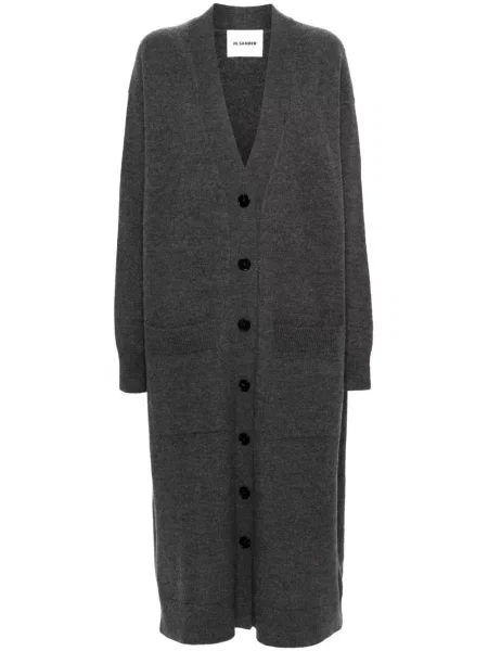 Vuneni kardigan Jil Sander s V-izrezom siva