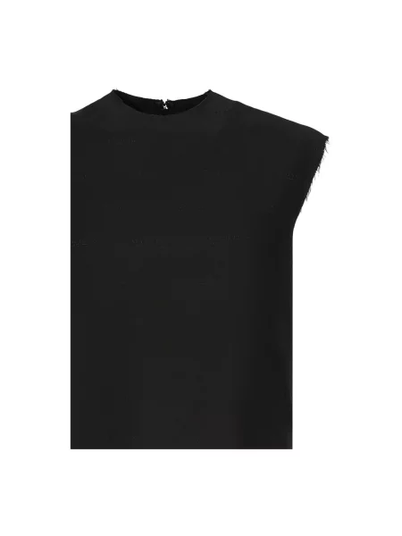 Lniany top Balenciaga bez rękawów z nadrukiem czarny