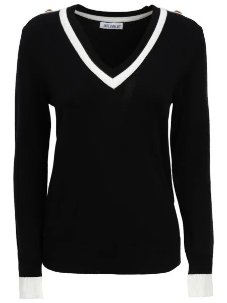 Influencer Pulover negru alb