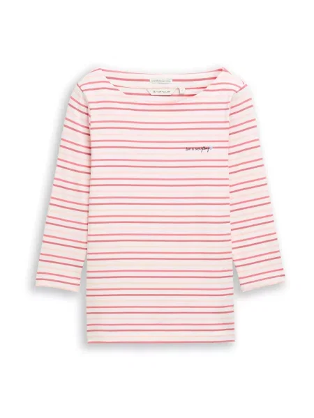 TOM TAILOR Tricou roz / roșu / negru alb