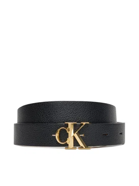 Calvin Klein Дамски колан Facet Ck Buckle Pebble Rev черен