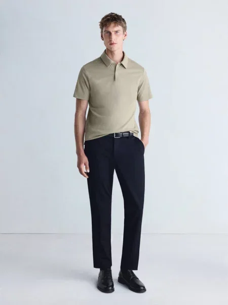 Koszulka polo slim fit Thermolite® średni Mężczyzna S MANGO MAN brązowy