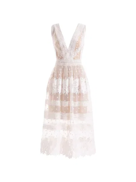 Rochie Gemy Maalouf cu model floral din tul alb