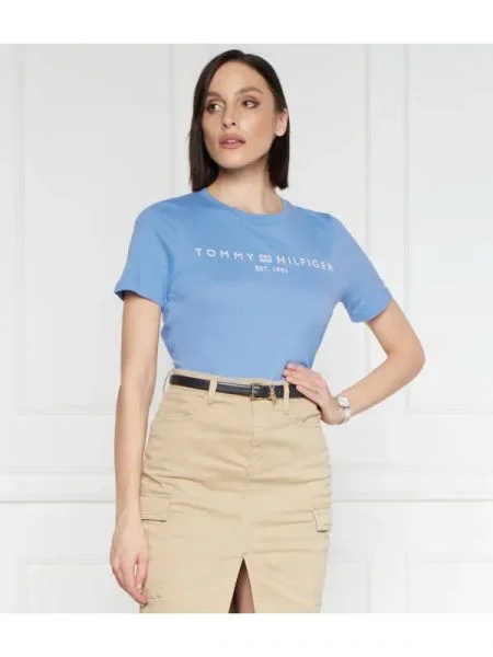 Tommy Hilfiger Tricou REG CORP LOGO C-NK SS albastru