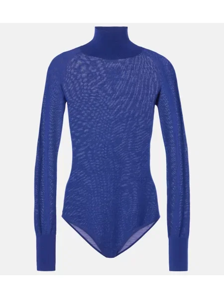 Body Alaïa de lână transparente albastru