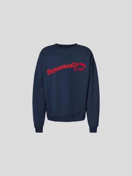 Bluza o luźnym kroju z nadrukiem z logo Dsquared2 granatowa