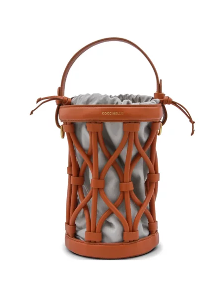 Кожена малък чанта тип bucket Coccinelle оранжево