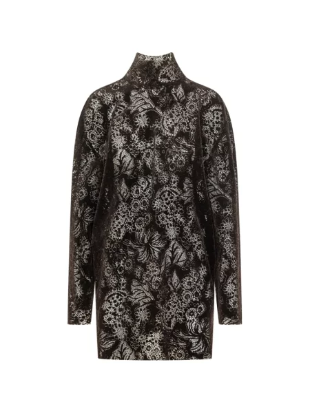 Rochie mini Msgm cu funde cu model floral din dantelă maro