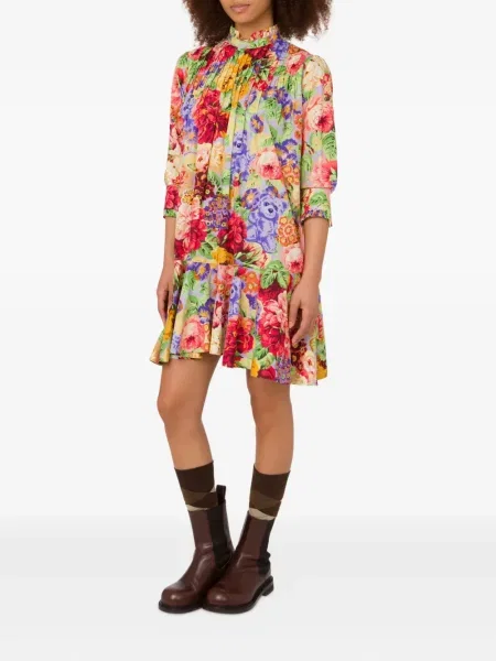 Rochie mini Moschino cu model floral cu imagine de costum roșu