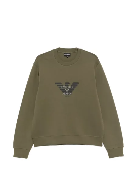 Hanorac crewneck Emporio Armani cu imagine cu decolteu rotund verde