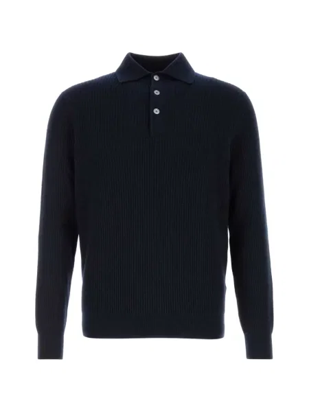 Tricou polo Fedeli tricotate albastru