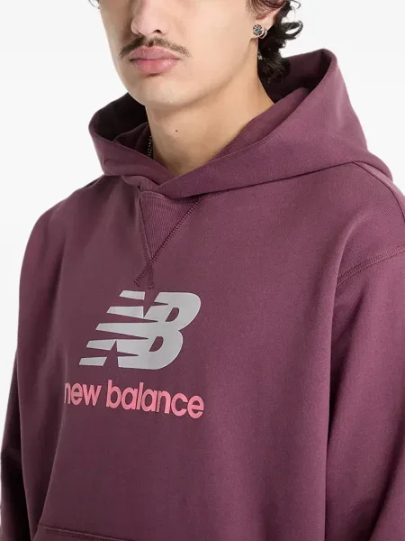 Δερμάτινο πλισέ hoodie New Balance με σχέδιο μαύρο