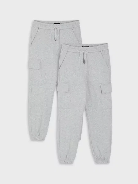 Sinsay Jogger kalhoty s bavlnou 2 pack šedá