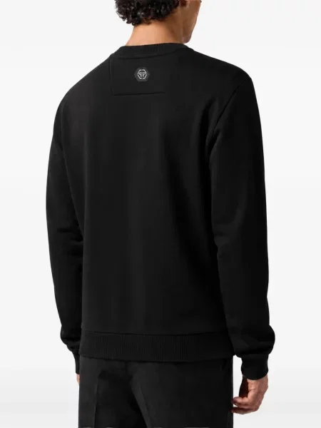 Hanorac din fleece Philipp Plein din fleece cu decolteu rotund negru