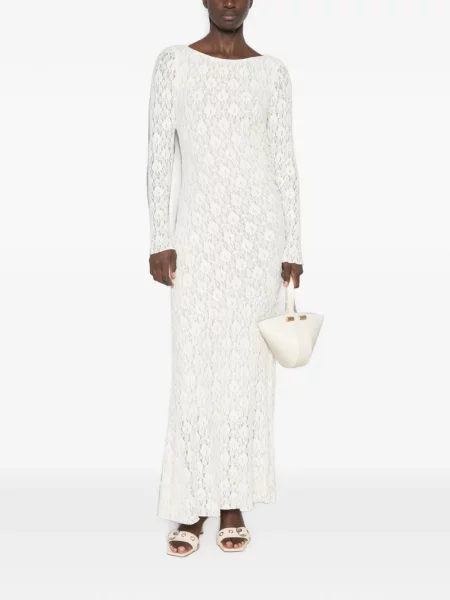 Lung rochie maxi Imperial din dantelă alb