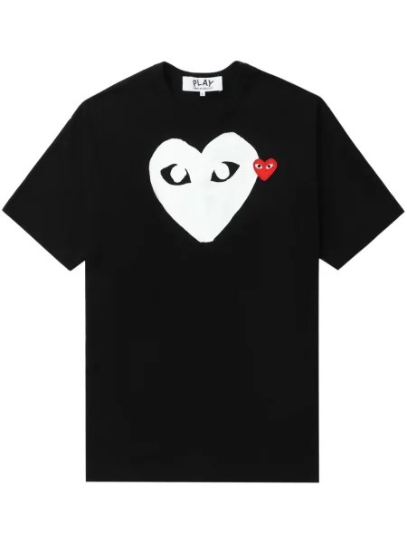 Tricou Comme Des Garcons Play cu motiv cu inimi negru