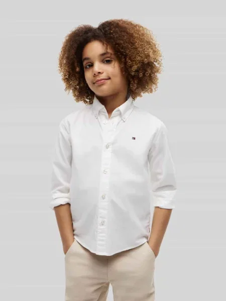 Koszula o kroju regular fit z mieszanki bawełny Tommy Hilfiger Teens biała