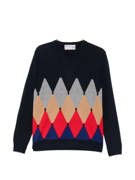 Pulover Ballantyne cu model argyle albastru
